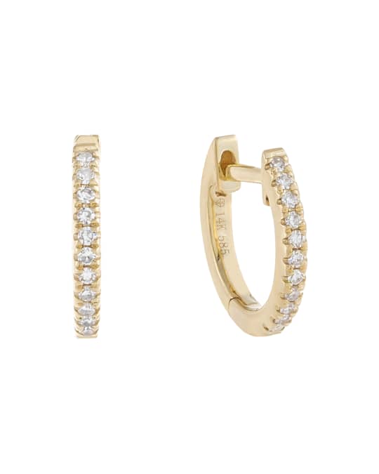 ADINAS JEWELS 14k Gold Diamond Huggie Earrings, 10mm | Neiman Marcus
