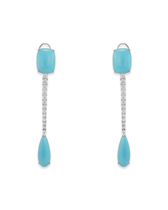 18k White Gold Diamond and Turquoise Earrings