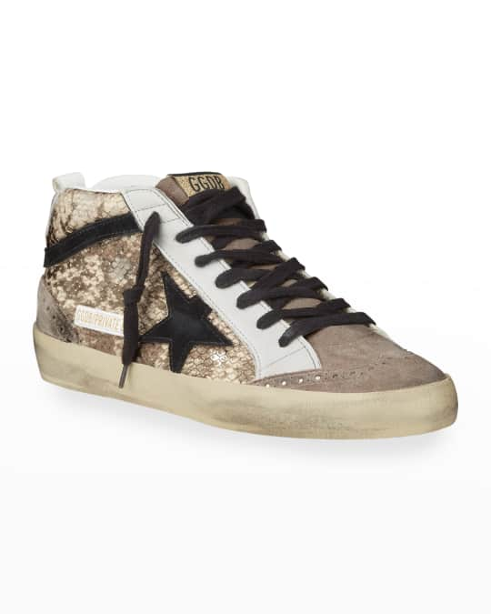 Golden Goose Mid Star Snake-Print Sneakers | Neiman Marcus