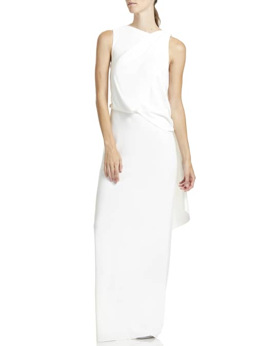 Halston Sleeveless Asymmetric Draped Gown | Neiman Marcus