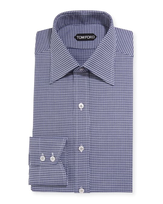 TOM FORD Men's Optical Check Dress Shirt | Neiman Marcus