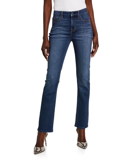 Jen7 High-Rise Slim-Fit Straight-Leg Jeans | Neiman Marcus
