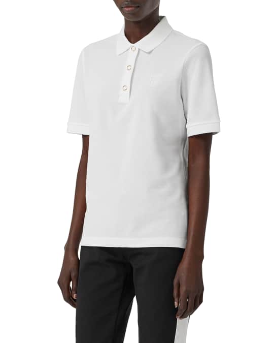 Femme Fit Ring Snap Cotton Polo Shirt White