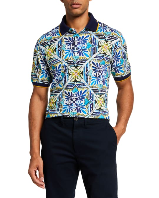 Dolce&Gabbana Men's Maiolica Tile Polo Shirt | Neiman Marcus