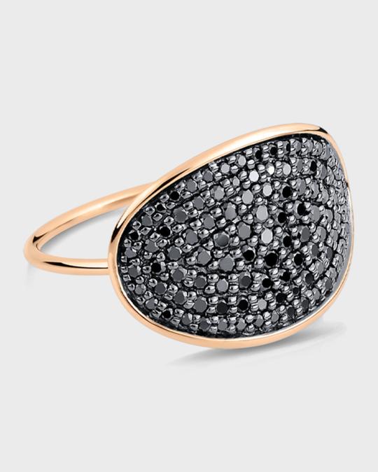 GINETTE NY 18k Gold Black Diamond Large Sequin Ring, Size 7 | Neiman Marcus