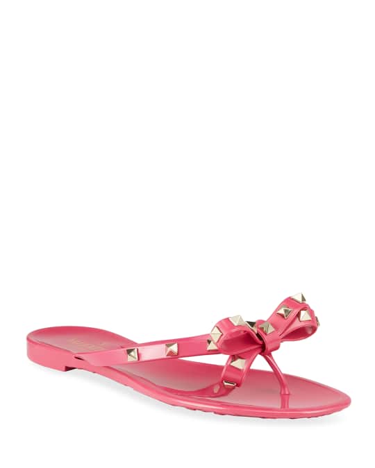 Rockstud bow jelly online thong sandals