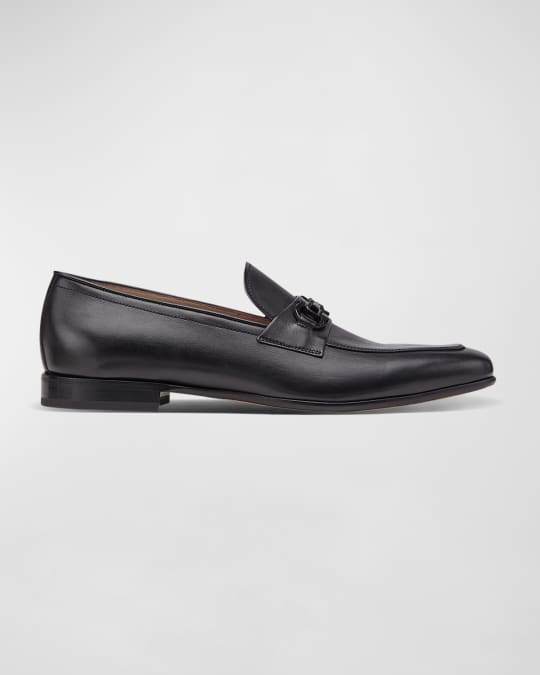 Ferragamo Men's Reno Leather Loafers with Matte Gancini Bit | Neiman Marcus