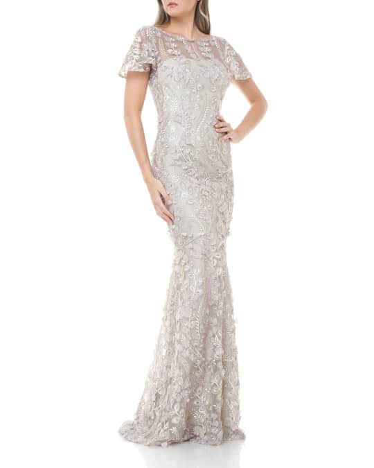 Carmen marc valvo 3d floral mermaid gown discount