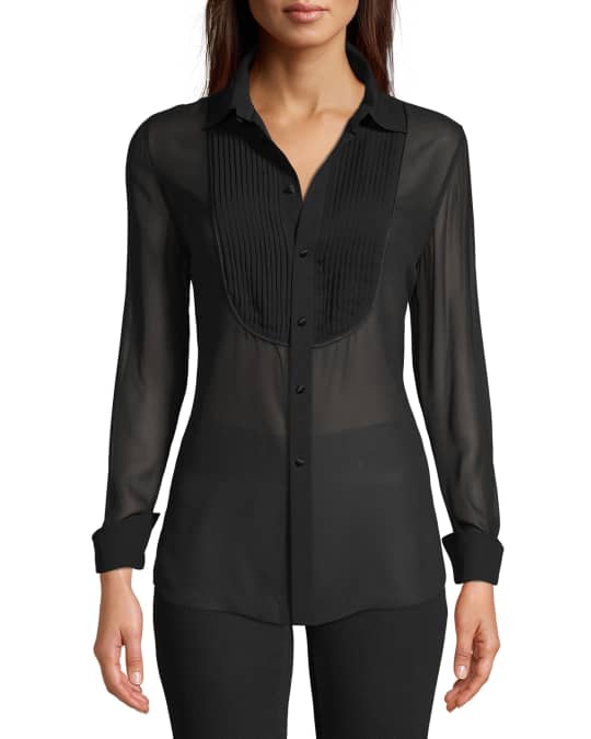 womens black tuxedo shirt