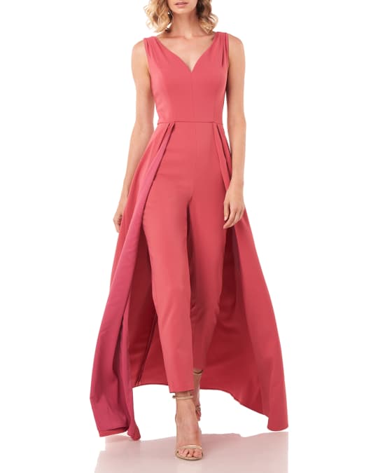 Kay Unger New York Avery Sleeveless Stretch Crepe Walk-Thru Jumpsuit ...