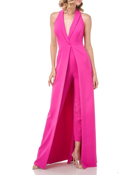 Kay Unger New York Melissa Sleeveless Walk-Thru Tuxedo Jumpsuit