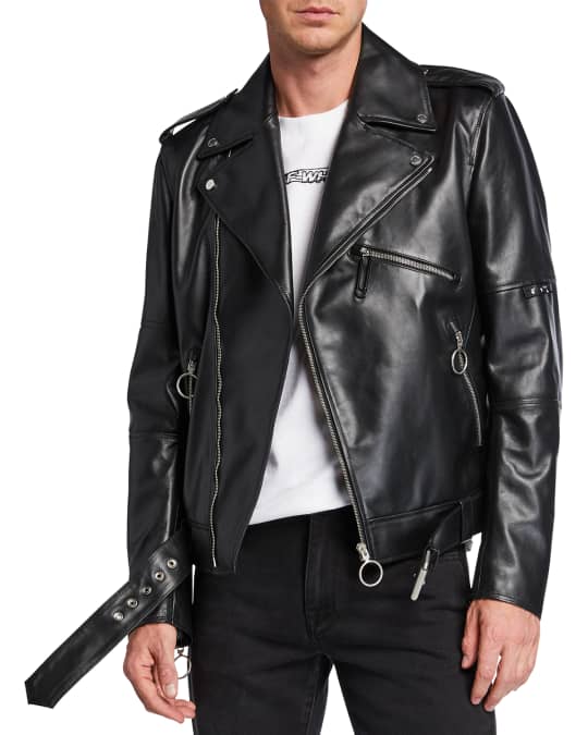 Off-White Black Leather Biker Jacket Off-White