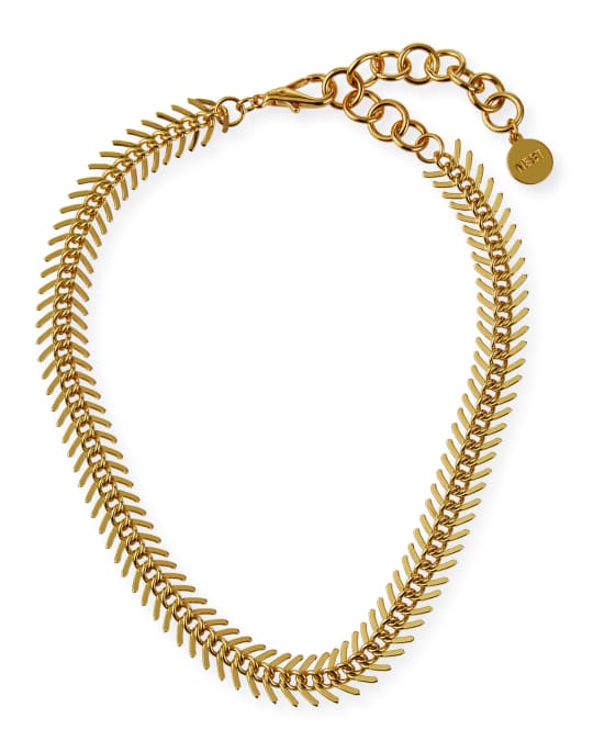 NEST Jewelry Gold Fishbone Chain Collar Necklace Neiman Marcus