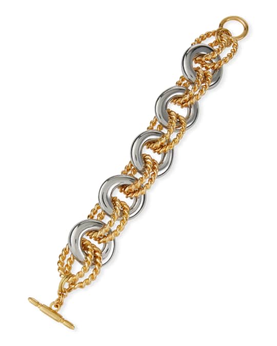 Two-Tone Circle-Link Chain Bracelet