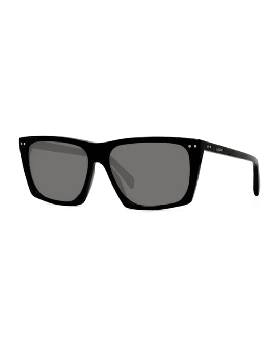 Celine Men's Rectangle Solid Acetate Sunglasses Neiman Marcus