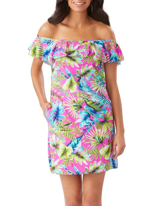 Tommy Bahama Sun Kissed Off-the-Shoulder Coverup Dress | Neiman Marcus