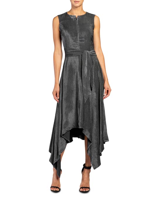 Santorelli Natasha Zip-Front Silk Blend Handkerchief Dress | Neiman Marcus