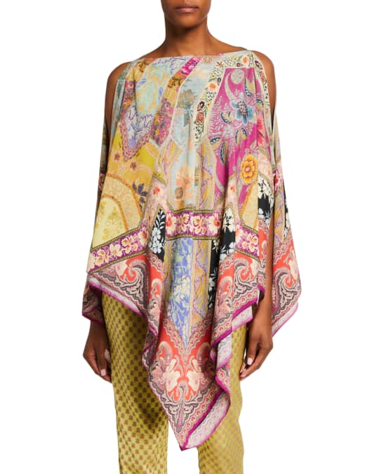Etro Stained Glass Open-Shoulder Poncho | Neiman Marcus