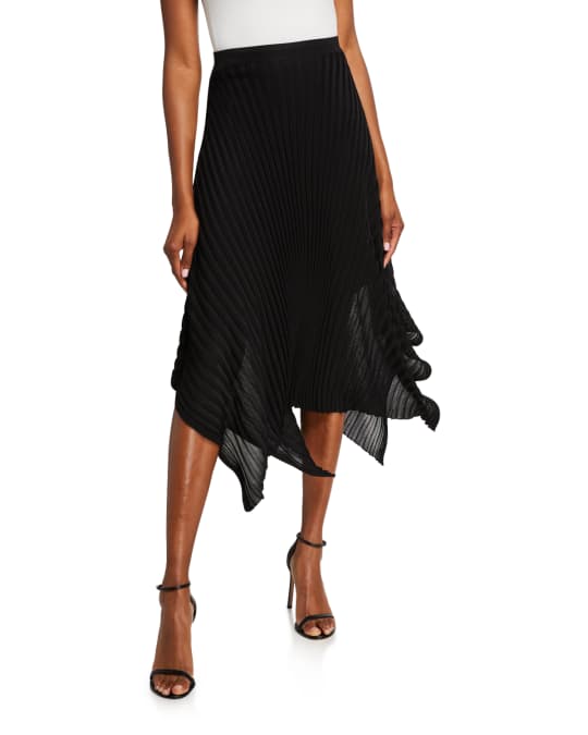 St. John Collection Reverse Jersey Pleated Knit Skirt | Neiman Marcus