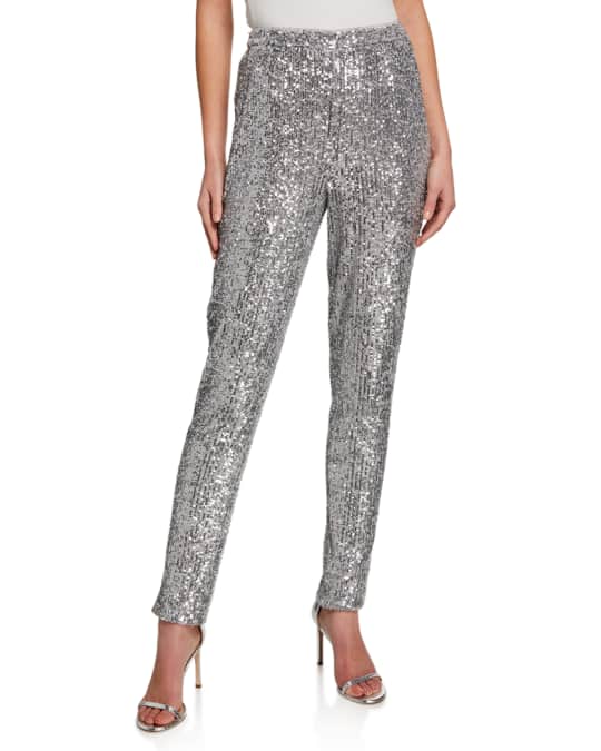 sequin mesh pants