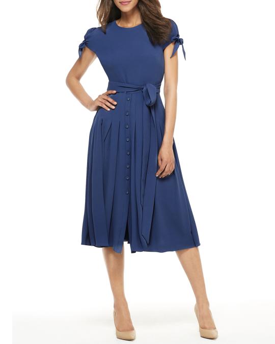 gal meets glam blue dress Collection Petite Fit-&-Flare Tie-Sleeve Size:Us Size 4 YGroup_mariza-mini-dress Strapless Corset A Line Style Number