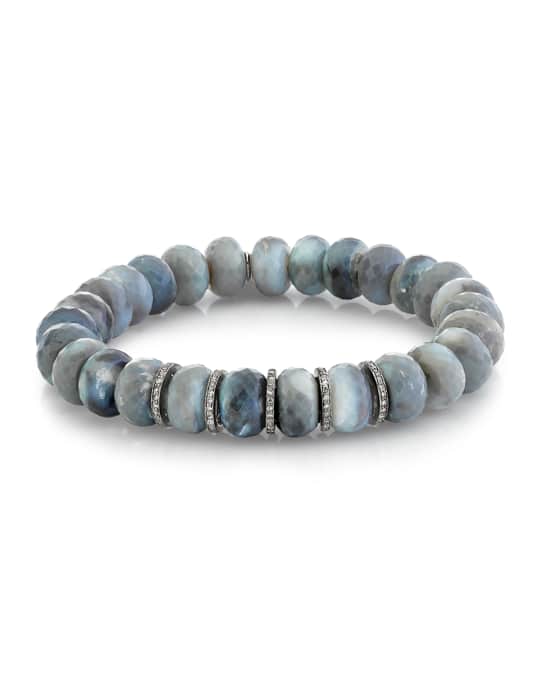 10mm Gray Opal Diamond 5-Rondelle Bracelet