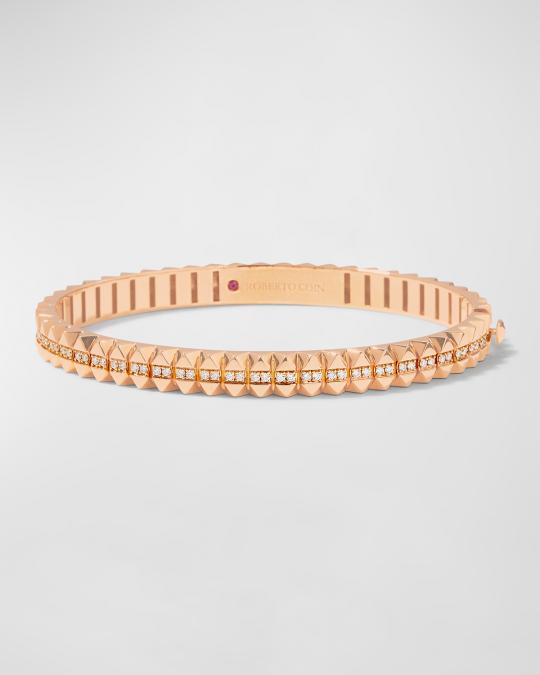 Roberto Coin Rock and Diamonds 18k Rose Gold Diamond Bangle Bracelet ...