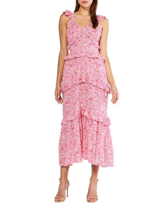 MISA Los Angeles Morrison Ruffled Floral Print Maxi Dress Neiman Marcus