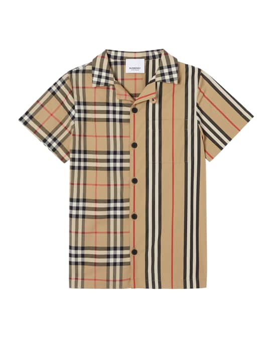 Burberry Boy's Jay Vintage Check & Icon Stripe Cotton Shirt, Size 3-14 ...