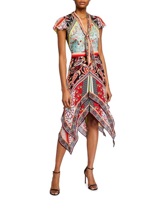 Robe Alice + Olivia Tamara à Pois Bleue - Taille 4 - Style A-Line - Neuf Avec étiquettes