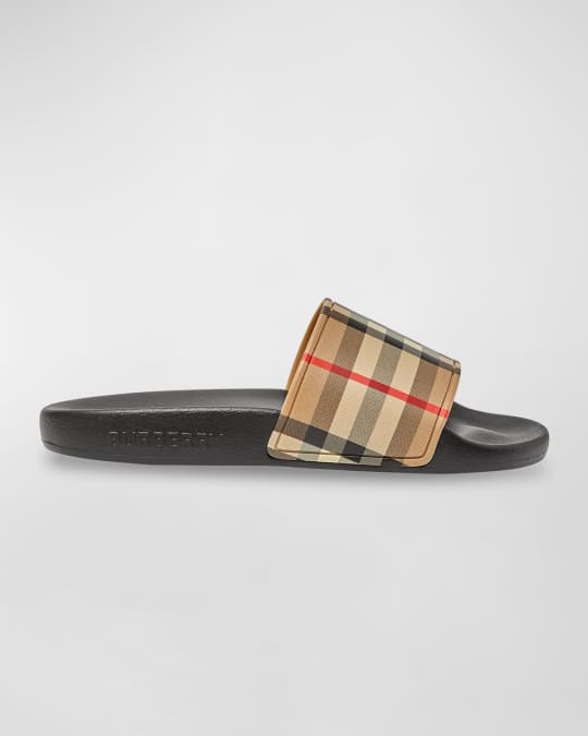 Burberry Kid s Mini Furley Check Slide Sandals Toddler Kids Neiman Marcus