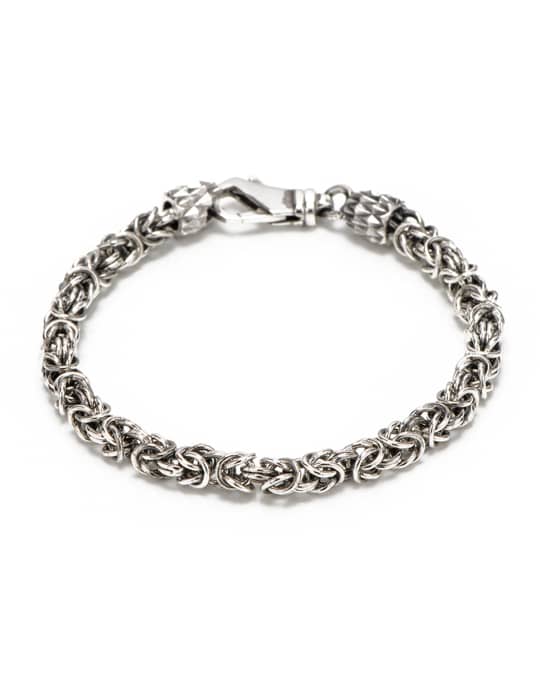Emanuele Bicocchi Men's Sterling Silver Byzantine Chain Bracelet ...