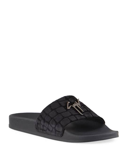 Giuseppe velvet slides top