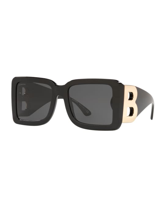 Chunky Square Acetate Sunglasses w B Temples