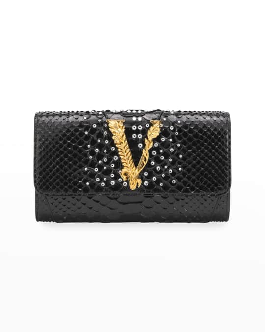 Versace Virtus Python Crossbody Bag - Black Crossbody Bags, Handbags -  VES123906