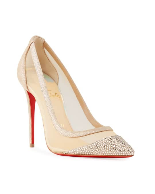 christian louboutin galativi mesh pointed red sole flats