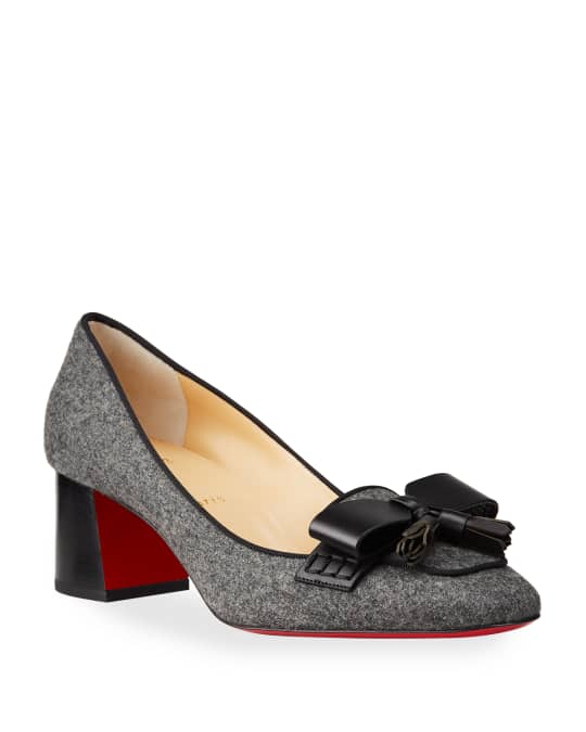 Carmela Wool Bow Red Sole Loafer Pumps