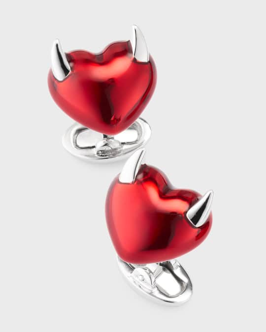 Men's Heart with Horns Sterling Silver Cufflinks