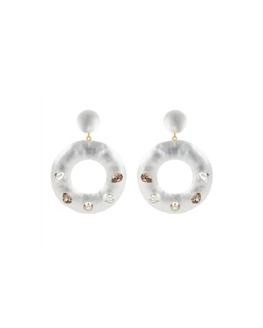 Alexis Bittar Crystal Studded Donut Earrings Silver Neiman Marcus