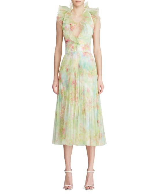 Ralph Lauren Collection Tasha Ruffled Chiffon Dress | Neiman Marcus