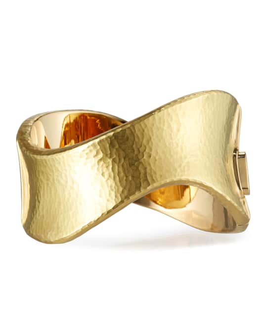 Vendorafa Onda Hammered 18K Gold Wave Bangle | Neiman Marcus