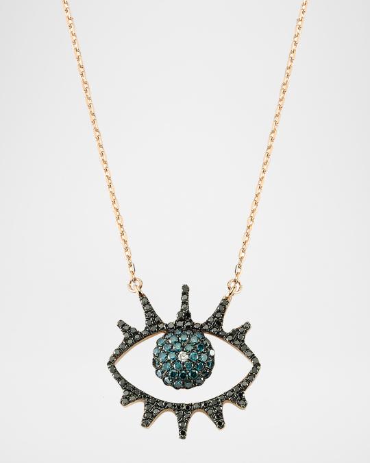 BeeGoddess Eye Light Open Multi-Diamond Pendant Necklace | Neiman Marcus