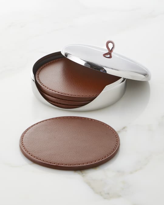 Sky Leather Coasters, Set of 4