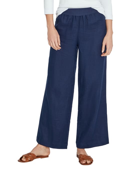 Three Dots Wide Leg Linen Pants Neiman Marcus