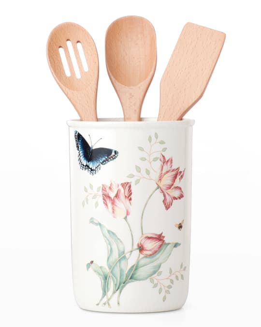 Utensil Jar with 3 Wood Utensils