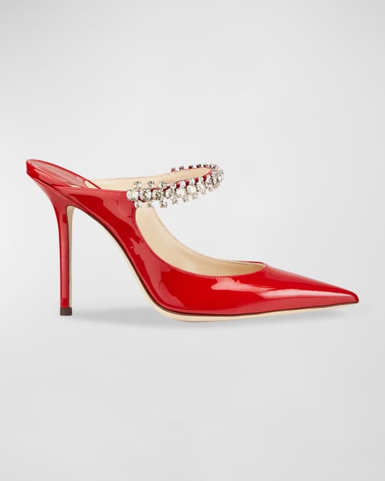 Bing Crystal Strap Patent Mules