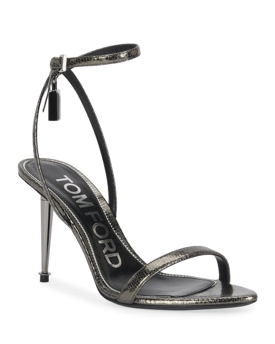 85mm Lock Lizard Print Leather Sandals