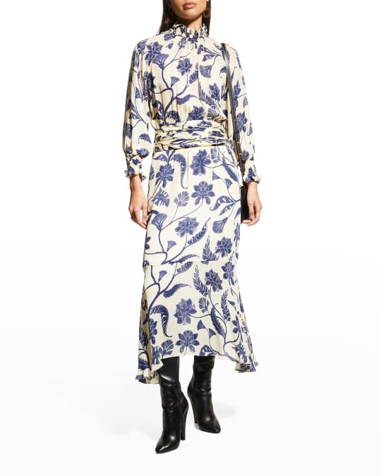 Johanna Ortiz Sacred Writing Tulip Silk Dress | Neiman Marcus