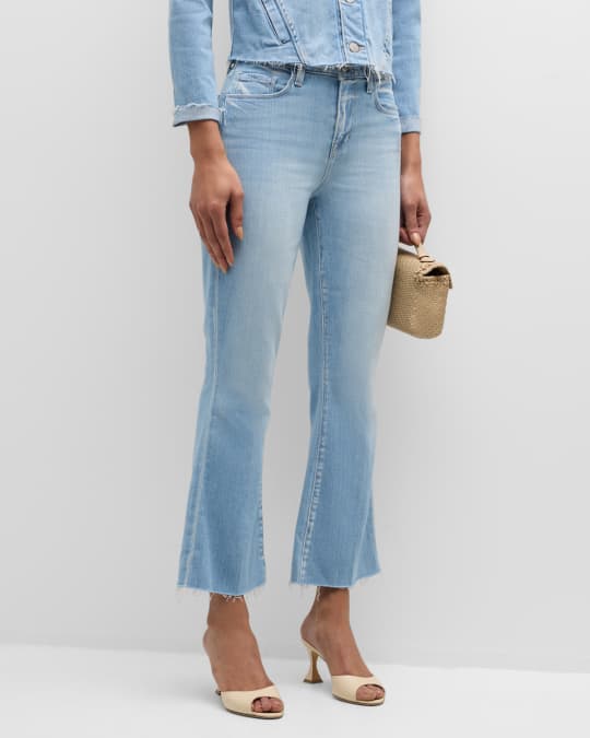 L'Agence Kendra High-Rise Crop Flare Jeans with Raw Hem Neiman