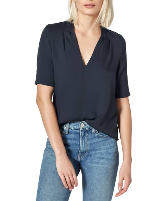 Joie Ance Short Sleeve Silk Top Neiman Marcus